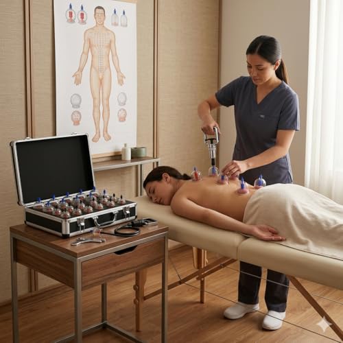 Image of NEW Professional korean Vacuum Cupping Set With Cupping Gun Portable Body Relaxation Massage Therapy Kit Chinese Cuping Cups Set of 19 Cups