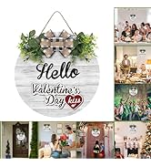 Interchangeable Wooden Seasonal Hello Sign, Rustic Round Welcome Front Door Wreaths for Home/Wall...