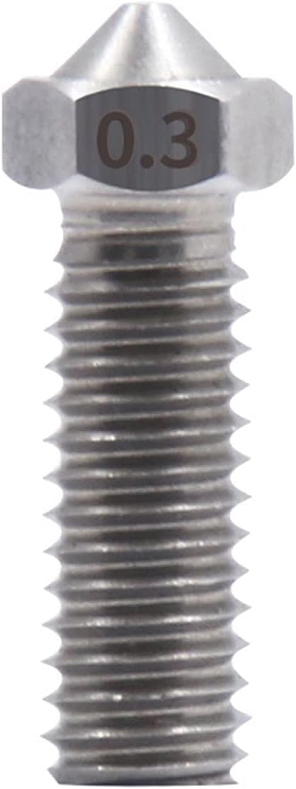 ZGF3D 5pcs V5 V6 Stainless Steel Brass Volcano Nozzle M6 Threaded Nozzles for 1.75mm 3mm Filamnet Stainless Steel Brass Nozzle (Color : Stainless 1.75mm, Size : 0.6mm)
