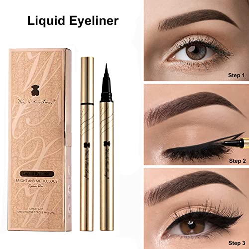 Waterproof Liquid Eyeliner, Makeup Eye Liner Pencil With Precise Ultra Fine Tip, Sweatproof, Smudgeproof, Long-Lasting, Quick Drying, Black #TOP3
