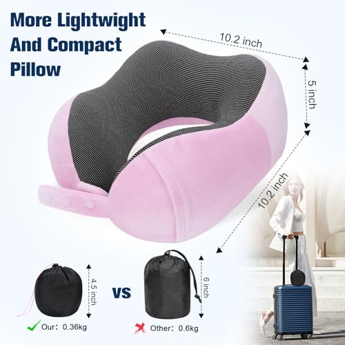 Image of Cirorld Neck Pillow for Traveling, Travel Pillows for Airplanes,100% Pure Memory Foam Travel Neck Pillow, Adjustable Flight Pillow, Portable Plane Accessories with Eye Mask, Earplugs, Carry Bag