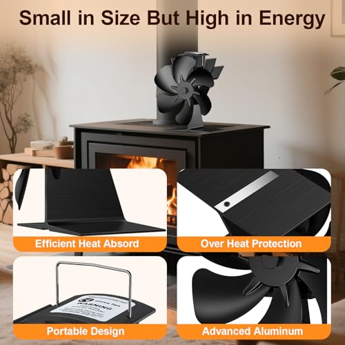 Ventilador de Estufa 4 Palas para Chimeneas de Leña de Pellets/Gas/ - Utensilios de Calor para Circulación de Aire Caliente - imagen 5
