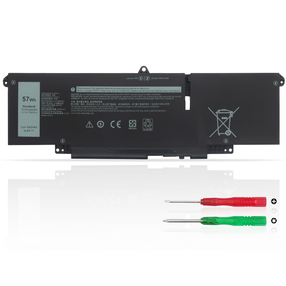 57Wh 66DWX Batterie pour Dell Latitude 7340 7350 7440 7450 7640 7650 Série WW8N8 0CTJJ6 0JNYT4 0047T0 0V0W55 FH97R 0599M7 076KVG P126F P126F001 P175G P178G P179G