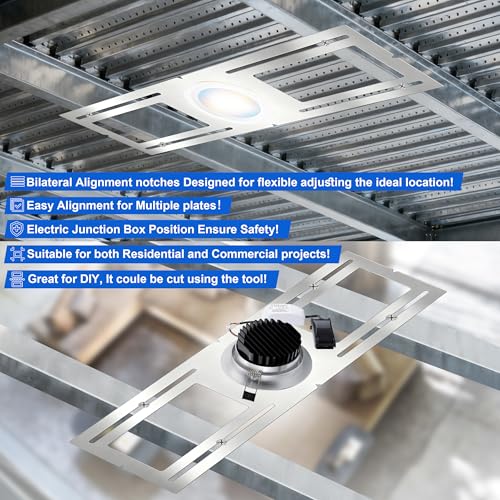 New Construction Mounting Plate, 4 Inch, LED Recessed Lighting Housing Kits for remodeling, Basement remodeling, Hanging Ceiling and LED Lighting, Shallow Recessed Lighting Housing Plate,20PC by Besino - Image 4
