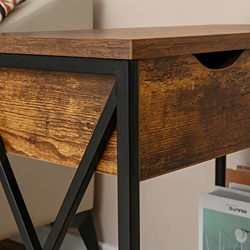 Weenfon Side Table Set Of 2, End Tables With Storage, 3 Tier Sofa Table For Small Space, Flip Top Narrow Nightstand, Bedside Tables, X-Shaped Enhanced Legs, Tall Couch Table For Living Room, Bedroom #TOP6