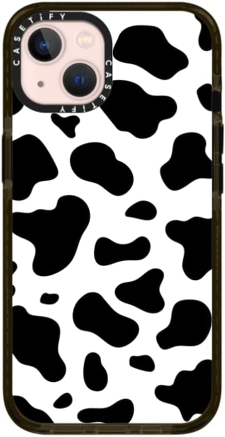 CASETiFY Impact iPhone 13 Case [6.6ft Drop Protection] - Cow Print - Clear Black
