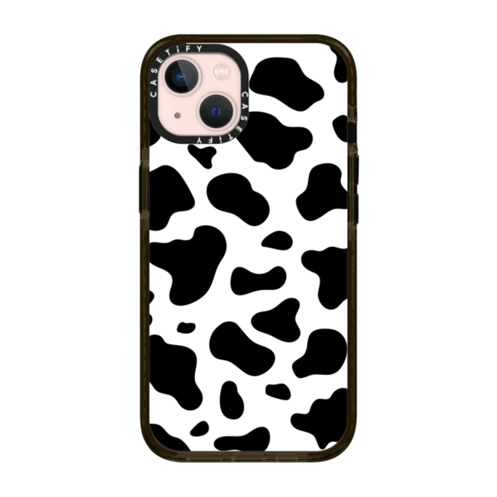 CASETiFY Impact iPhone 13 Case [6.6ft Drop Protection] - Cow Print - Clear Black