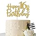 MaiCaiffe Gold Glitter Happy 16th Birthday Cake Topper,Hello 16, Cheers to 16 Years, 16 & Fabulous ,Sweet 16 Party Decoration
