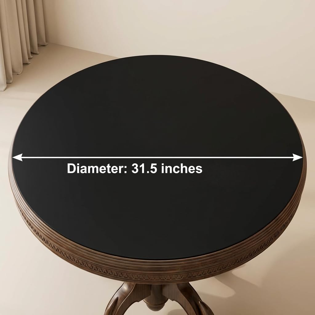Round Leather Table Mat – Waterproof & Heat Resistant Table Pad, Non-Slip Table Protector for Dining Table, Coffee Table & Kitchen, Easy to Clean Round Table Cover for Home & Outdoor Use (31.5"*31.5")