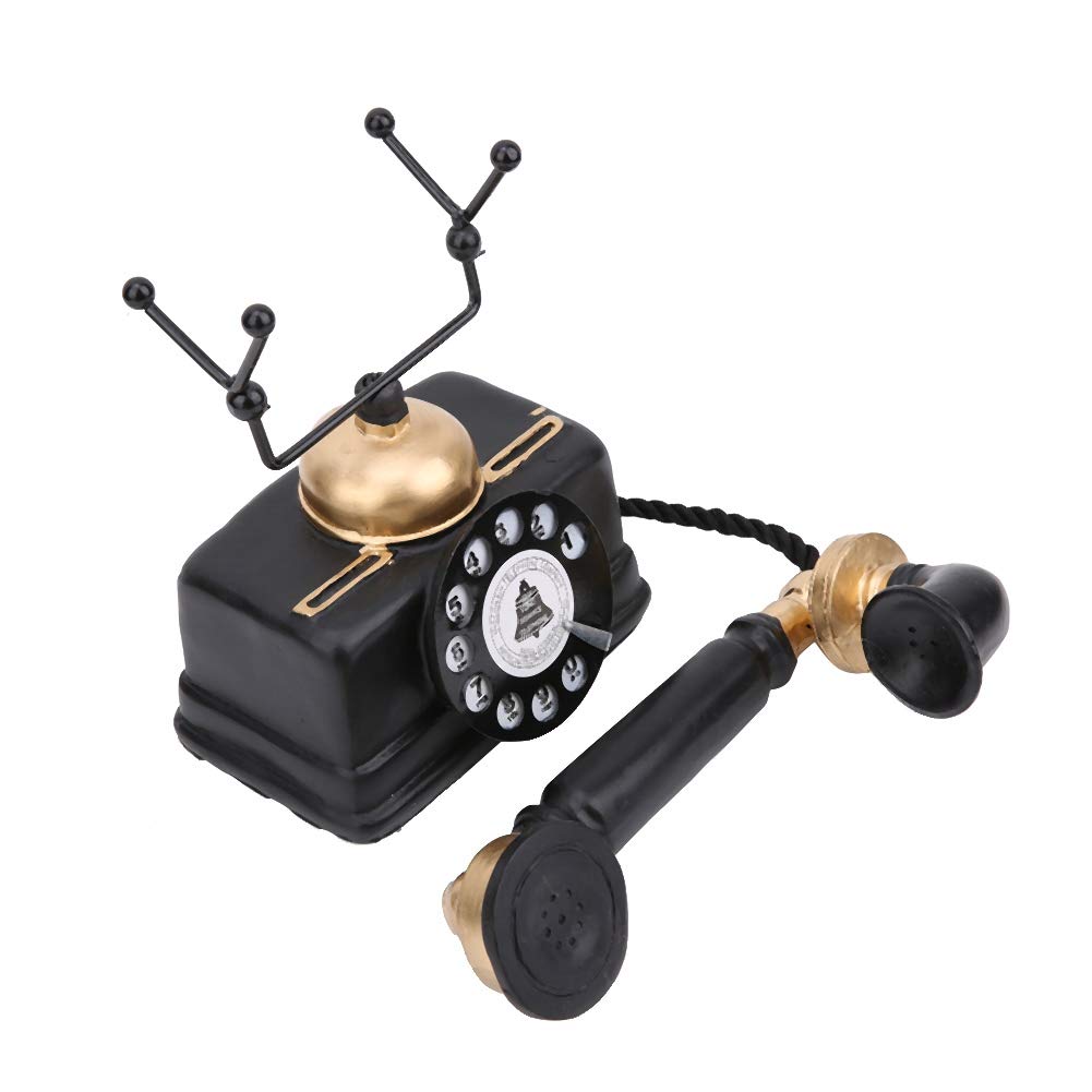 Antikes Telefon Deko Figur aus Harz, Retro Schreibtisch Ornament, Klassische Telefon Statue für Zuhause, Büro, Café, 18,5 x 16 cm, Geschenkidee