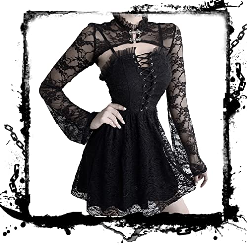 Image of Goth Shrug Black Gothic Victorian Shrugs Crop Top For Women