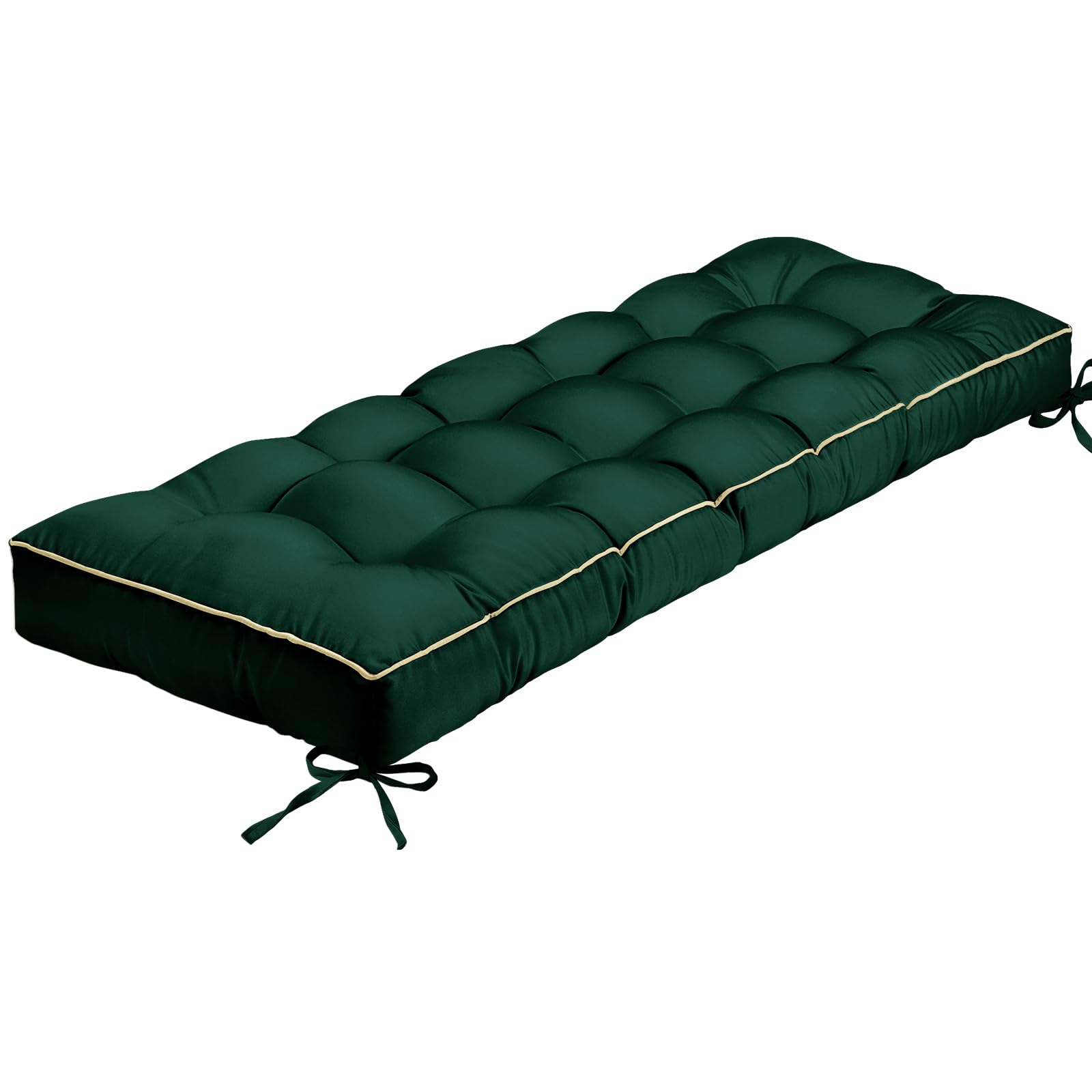 TaiBest Outdoor Bench Cushion, Tufted Patio Seat Pad for Garden Bench, Porch Swing, Indoor/Outoor Furniture (Green, 107X41X10cm)