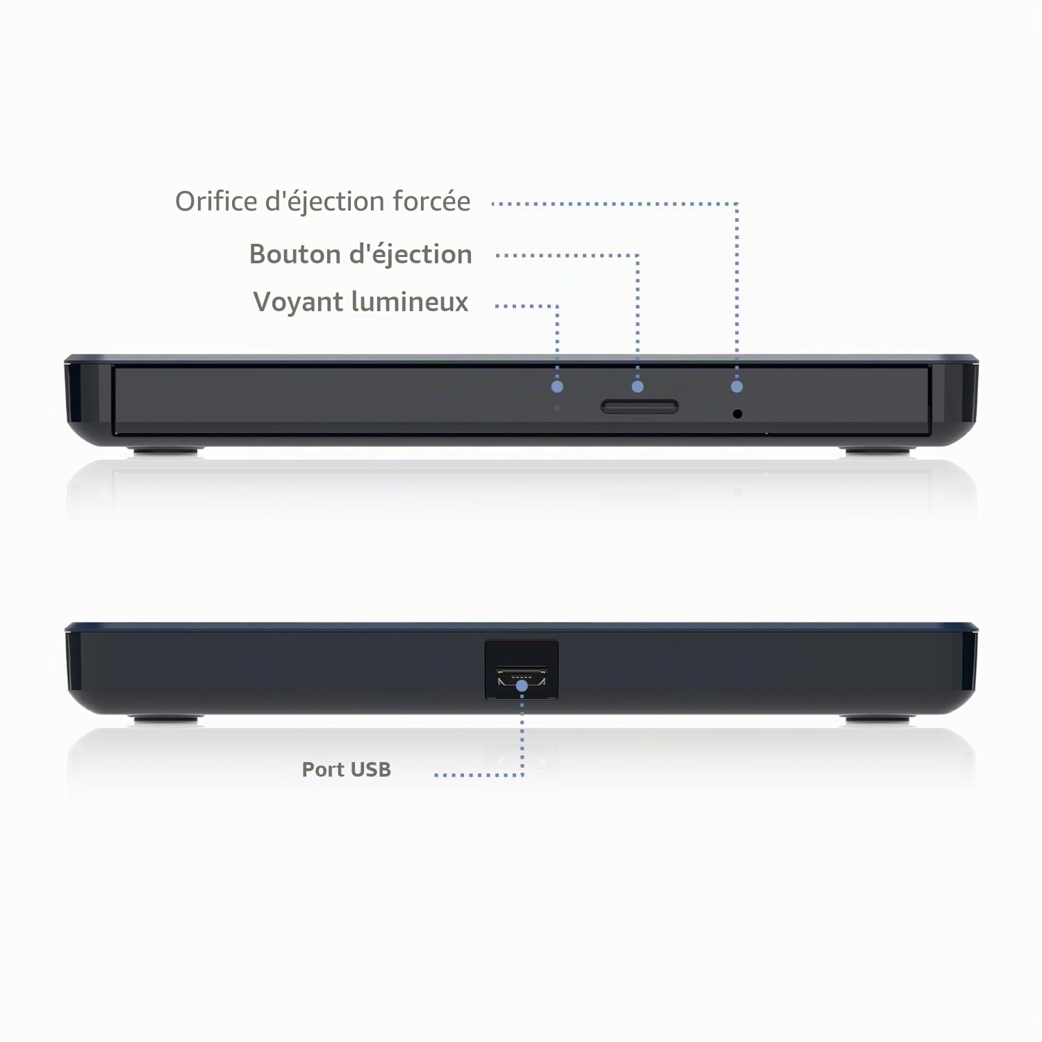 Hitachi LG Lecteur Externe Blu-Ray | Graveur Lecteur Blu-Ray/DVD+/-RW | Portable USB 2.0 Type A, Type C | Compatible avec Windows, Mac, Linux (BP55, Noir)
