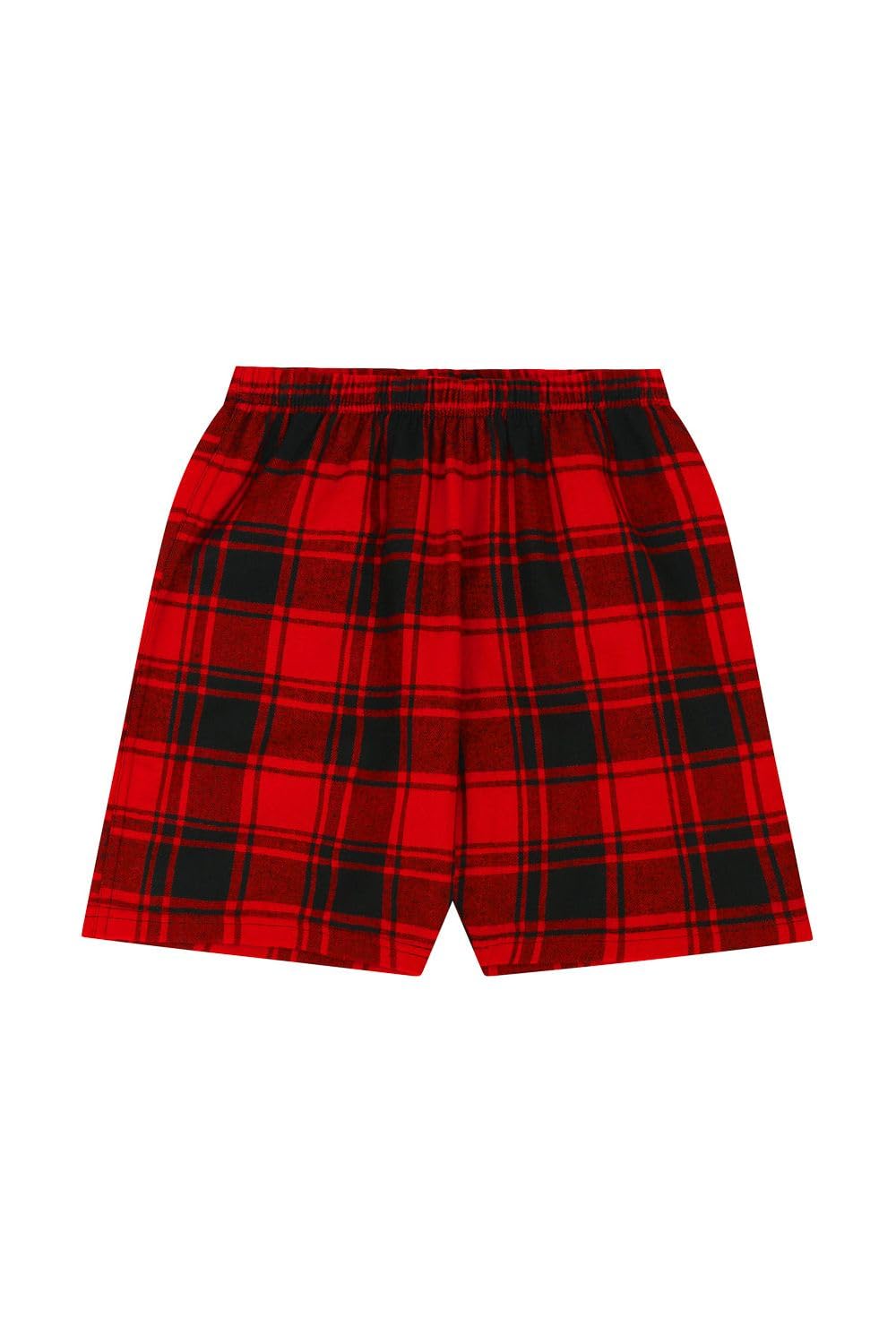 ThePyjamaFactory Chicos Corto de Algodón a Cuadros en Rojo y Negro Niño Pijamas