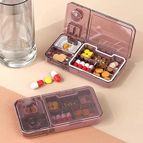 Image of House of Quirk Pill Cutter, Pill Crusher, Pill Splitter, 3 in 1 Multi-Functional Pill Cutter, Portable Travel Small Pill Box Case Holder, Purse Medicine Container for Cutting Vitamins Tablets (Pink)