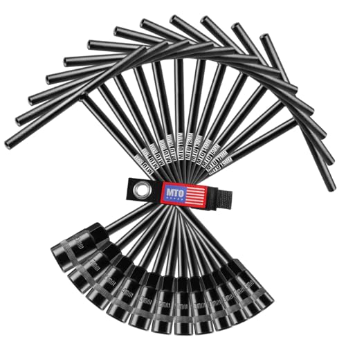 MTO T-Handle Metric Socket Wrench Set 6-Point (6mm-15mm 17mm 19mm) with Hanging Organizer Strap Cr-V Steel Lug Wrench Hex Socket for Motorcycle Car Bicycle Repair (12 Pack)