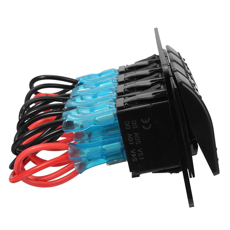 12V/24V 4 Way Automotive Toggle Rocker Switch Panel 5 Pins Car RV Bus Power Control Blue Light