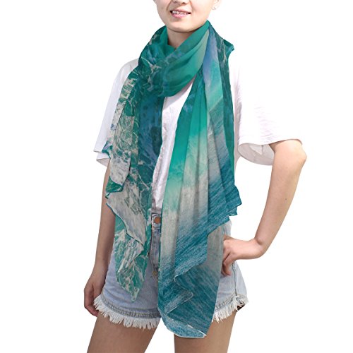 Use4 Fashion Dancing Beach Ocean Sea Wave Chiffon Silk Long Scarf Shawl Wrap #TOP3