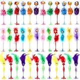 Sayglossy 36 Pcs Ostrich Flamingo Novelty Pens Fun Pens Bulk Funny Fluffy Flamingo Pen with Feathers Plastic Black Ink Signing Ballpoint Pens for Birthday Halloween Basket Christmas Stocking Stuffers