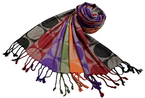 Étole viscose SHANKARA multicolore motif rond N3