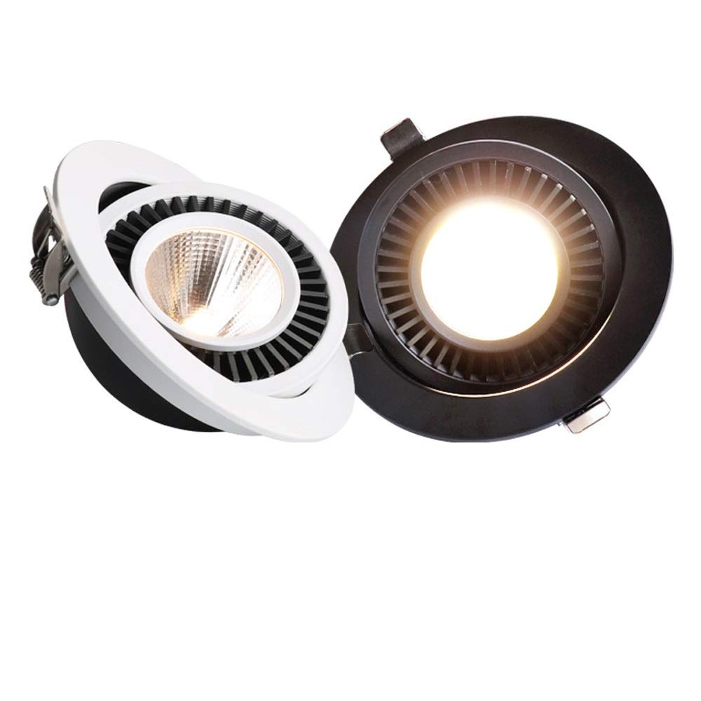 QYYZTQY 15 W Rotatable LED reflight Rected Sufit Down, 3000K biały okrągły panelu ścienna, ratowane energią o oszczędności energetycznej, oświetlenie dekoracji sypialni w łazience FI (kolor: czarny,