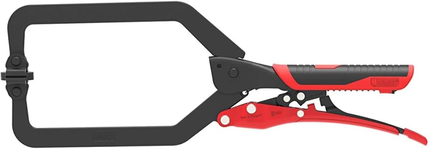 Locking C-Clamp with Pads - 10" Long Reach Welding Clamp with Auto Adjust Design & Comfortable Grips - A06207G