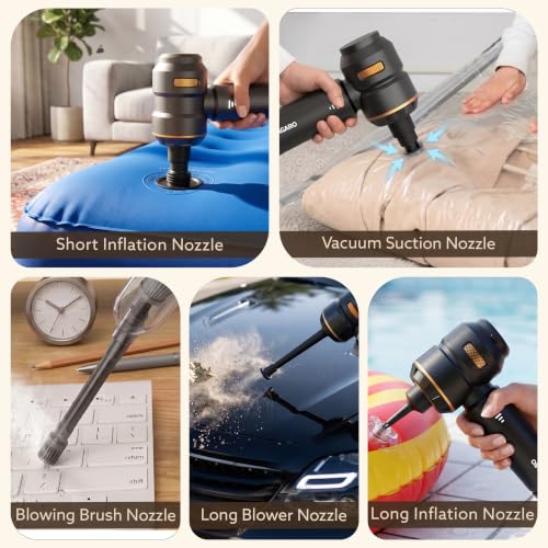 Image of AGARO Car Vacuum Cleaner HVC1991 - Cordless 2-in-1 Vacuum & Blower | 15,000Pa Powerful Suction, 100W BLDC Motor, 3-Speed Control, HEPA Filter, for Car, Home, Office, Sofa & Keyboard
