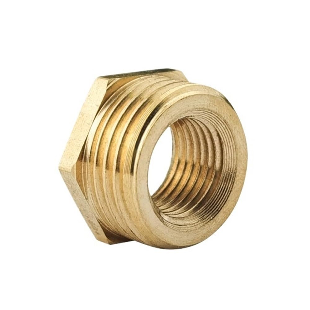 Threaded Pipe Connector 1 piece Brass Adapter Fitting, Reducing Hexagon Bush Bushing Male to Female Connector for Water and Oil(12.5 * 16.5mm)