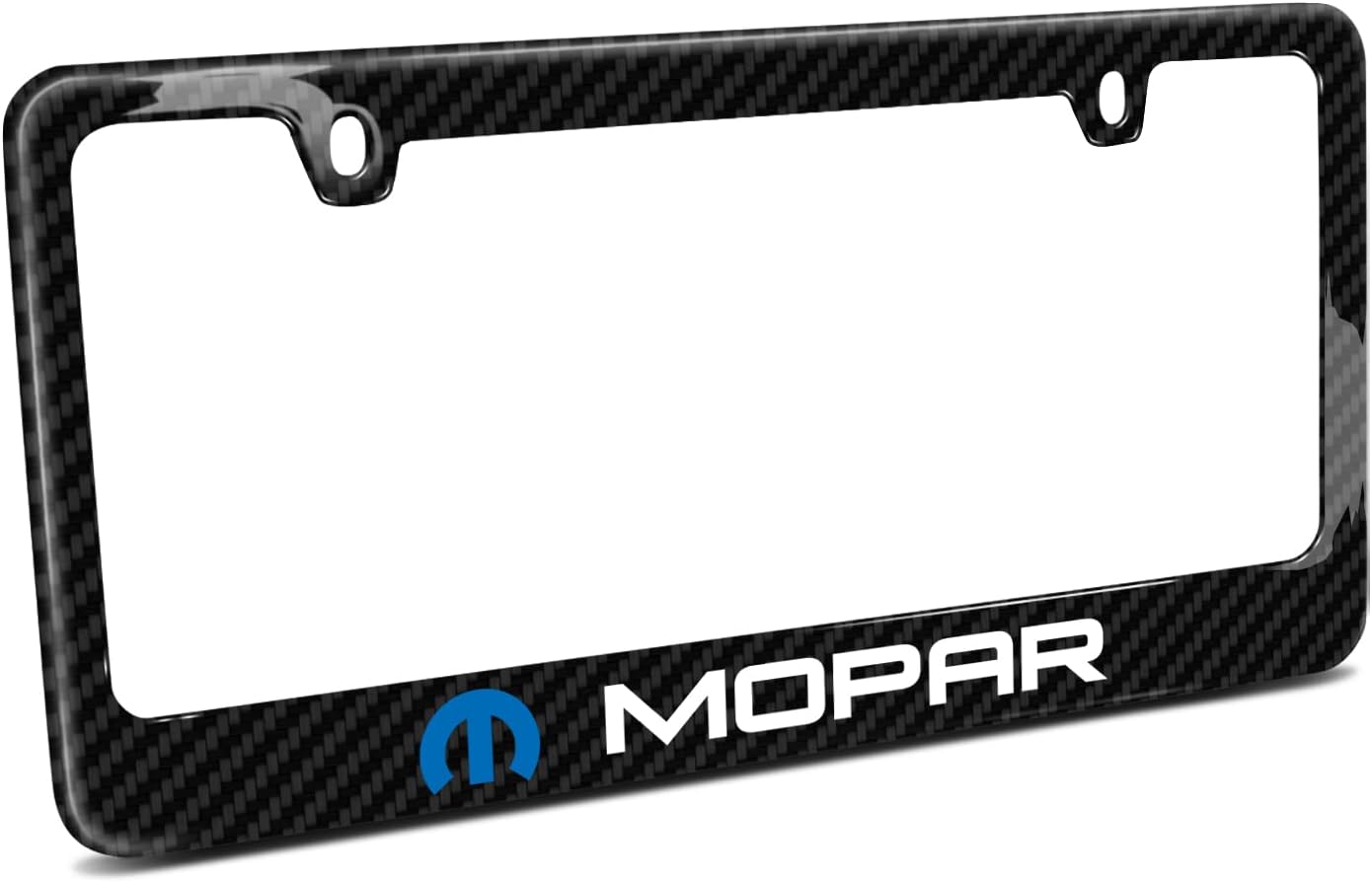 iPick Image Made for Mopar Black Real 3K Carbon Fiber Glossy Finish License Plate Frame