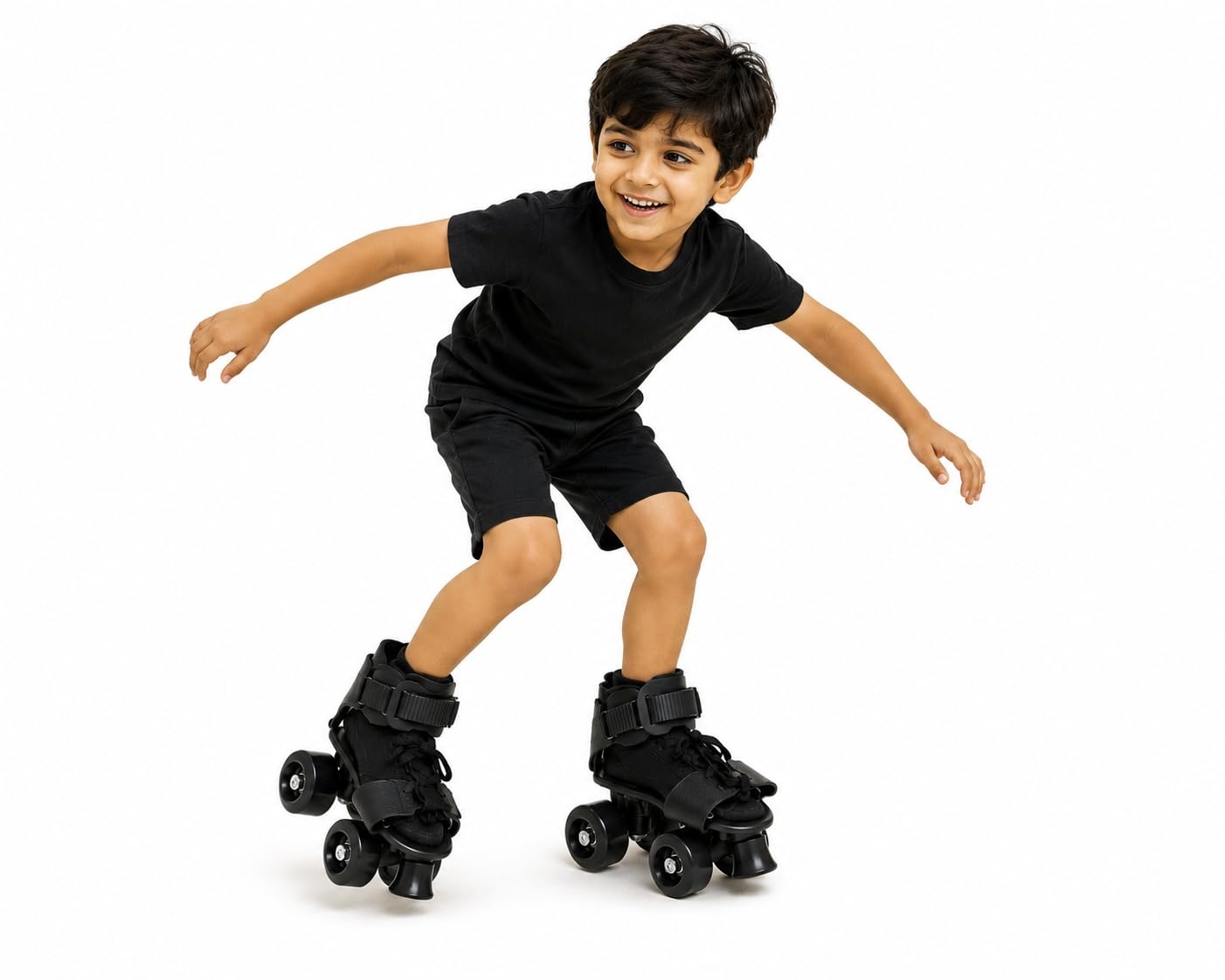 Adjustable Quad Roller Skates for Kids Boys & Girls | Adjustable Length 6.4 to 9 Inches | 4 Wheel Beginner Roller Skating Shoes | Indoor Outdoor Training Skates | Black-image-36