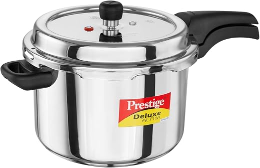 Prestige 6.5 Litre Stainless Steel Deluxe Alpha Svachh Outer Lid Pressure Cooker | 10Y Warranty | Deep Lid for Spillage Co...