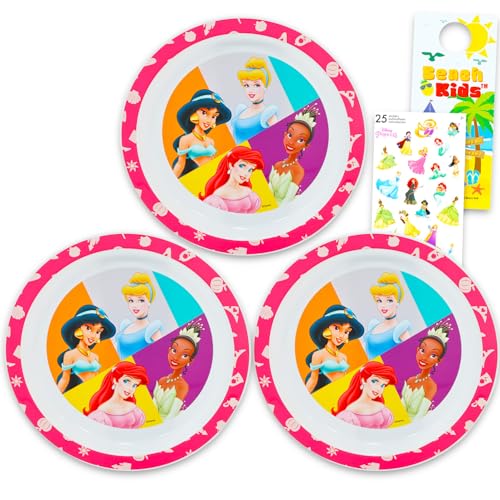 Disney Princess Dinnerware Set 3 Pack - Bundle 3 Plastic Plates Featuring Ariel, Cinderella, and Others Plus Stickers, More | Disney Princess Plates for Girls, Kids Disney Princess Dinnerware Set 3 Pack - Bundle 3 Plastic Plates Featuring Ariel, Cinderella, and Others Plus Stickers, More | Disney Princess Plates for Girls, Kids