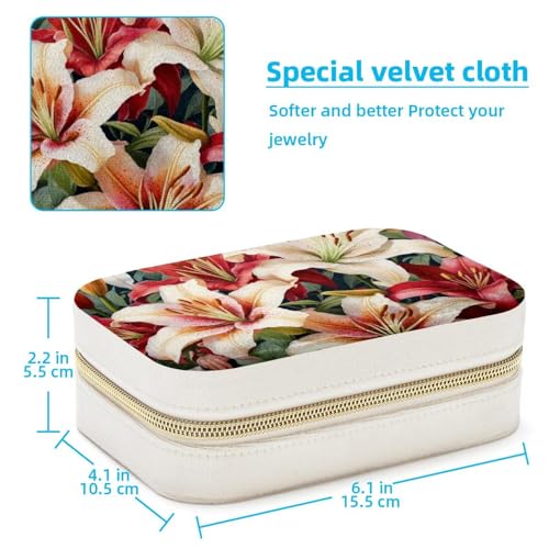 Boîte à bijoux portable Spring Lily avec compartiments bagues
