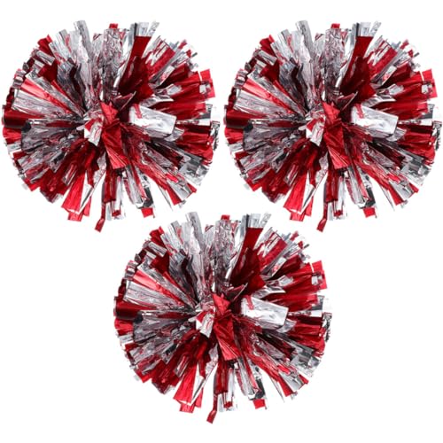 ifundom 3Pcs Cheer Pom Poms for Sports Events Durable Cheerleading Props with Handle Eye Catching Colors for Competitions Dance Performances and Celebrations