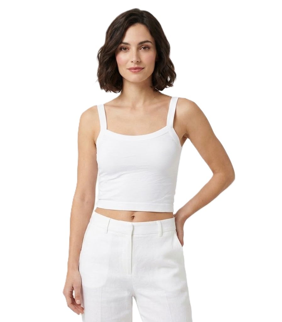 alexvyan Small White Lightly Padded Soft Sleeveless Square Neckline Solid Tank Top Womens Slips Underwear Tops Undershirt for Women Cami Top Yoga Vest - Soft Wide Strap Camisole-picture-34