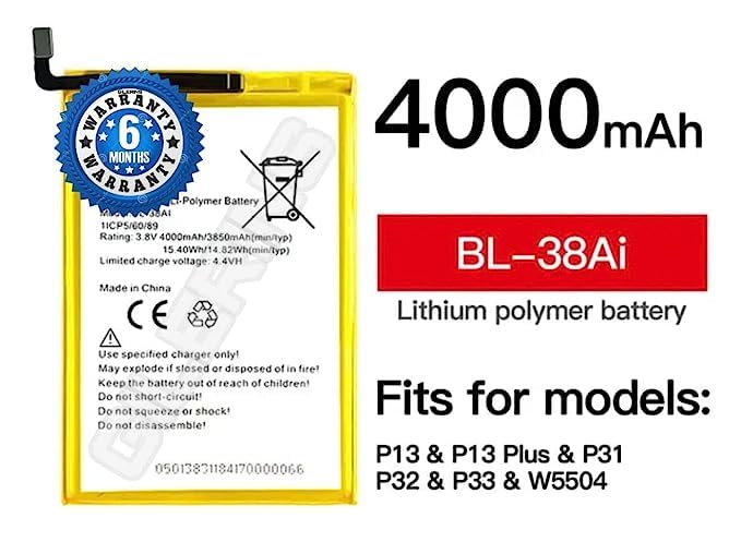 Image of Original BL-38AI Battery for itel P32 / P13 / P13 Plus / P31 /P33 / W5504 BL-38AI [4000Mah] Battery with 6 Month Warranty ***(G47)