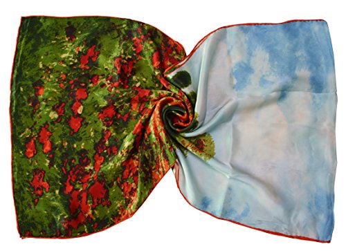 Yssp, Poppy Field In Argenteuil Van, Gogh And Claude Monets Paintings, Fashion Silk Scarf Premium Shawl Wrap Art #TOP3