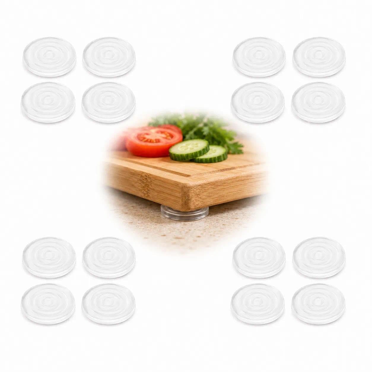 16pcs Cutting Board Feet Pads, Thick Self-Adhesive Silicone Pads