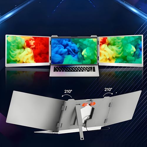 Image of Laptop Screen Extender Portable, 14 Inch Laptop Screen Extender, Triple IPS FHD 1080P, Plug n Play, HDMI Extended Monitor for Laptops (Maximum Length: 15.74 inch) Compatible, for ravel Gaming Work