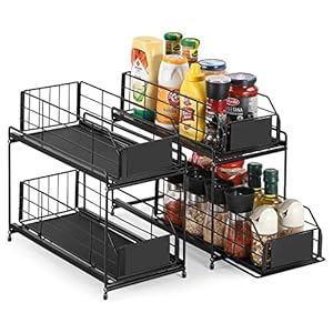 MOOACE 2 Pack Sliding Cabinet Basket Organizer, Ba...