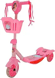 Zippy Toys Patinete Infantil Princesas Com Cestinha, Luz e Som; Para Maiores de 3 Anos de Idade, Suporta Até 40kg, 3 Rodas, Freio Traseiro, Ajuste de Altura, Brinquedo Divertido, Meninos e Meninas