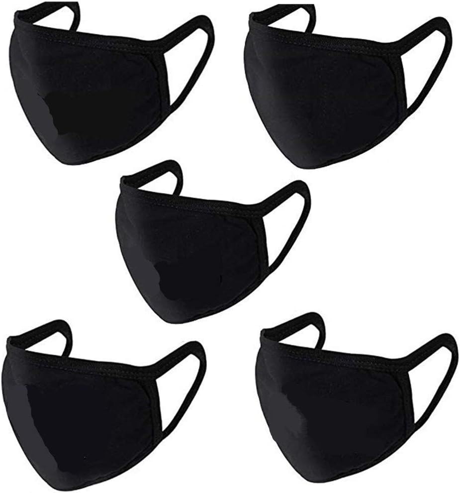 5 Pcs Cotton Face Masks. Fashionable Unisex Washable and Reusable cotton face masks