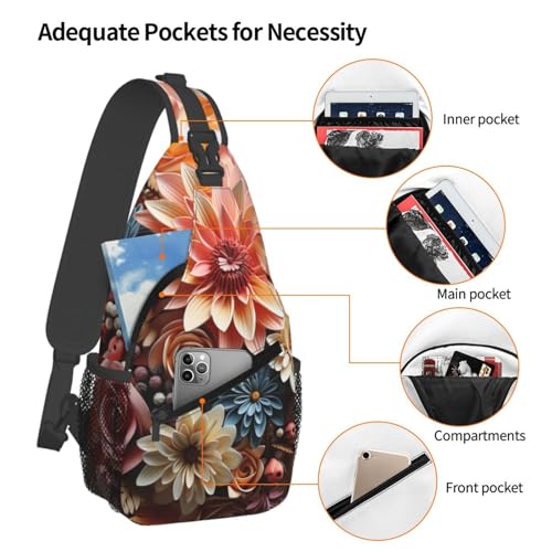 Bolso tipo sling para mujer y hombre con diseño floral miniatura 3