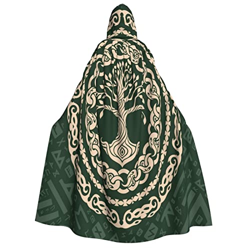 Muxxirt Cape à capuche avec symboles sacrés celtiques druides totem sorcière pour adulte homme et femme