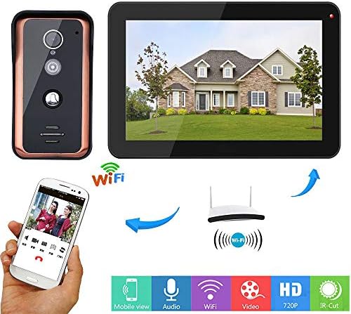 HUALI 9 inch Wired WiFi Video Door Phone Doorbell Intercom Entry System with 1000TVL Wired IR-Cut Camera Night Vision,Support Remote APP intercom,Unlocking,Recording,Snapshot