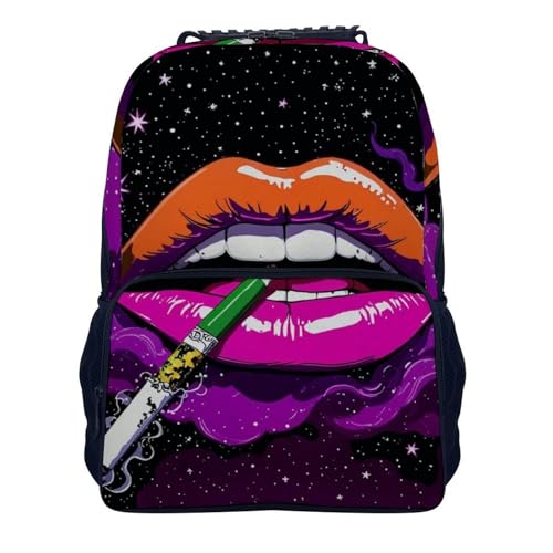 Women’s Trippy Lip Art Anti-Theft Travel Daypack, Large