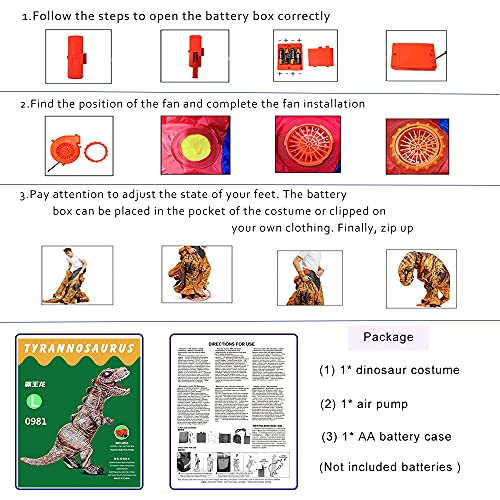 Kooy Inflatable Dinosaur Costume Adult,Dinosaur Costumes For Adult,Blow Up Dinosaur Costume Adult Size,Inflatable Halloween Costumes,T Rex Costume For Adults #TOP4