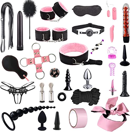 32Pcs Bondaged Kit Adult Restraint Bed Restraints Sex Adults Bondaged Queen Sexy Straps With Handcuffs Bondage Restraints For Women Kit Neck To Wrist Adult Toy Kinky Play Set Yoga Sweater T12 #TOP12