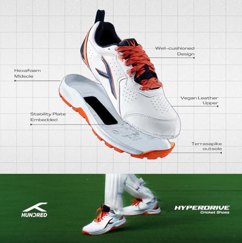 Image of Hundred HyperDrive Cricket Shoes Men | TerraSpike Rubber Studs | Embedded Support Plate for Stability | Lightweight & Durable | Ideal for Turf, Ground & Hard Surfaces