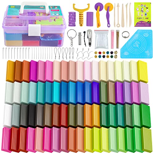 Polymer Clay 72 Colors, Modeling Clay for Kid Sets - Includes Sculpting Tools and Accessories with Storage Case - Ideal Holiday Gift for Children, Adults and Beginners
